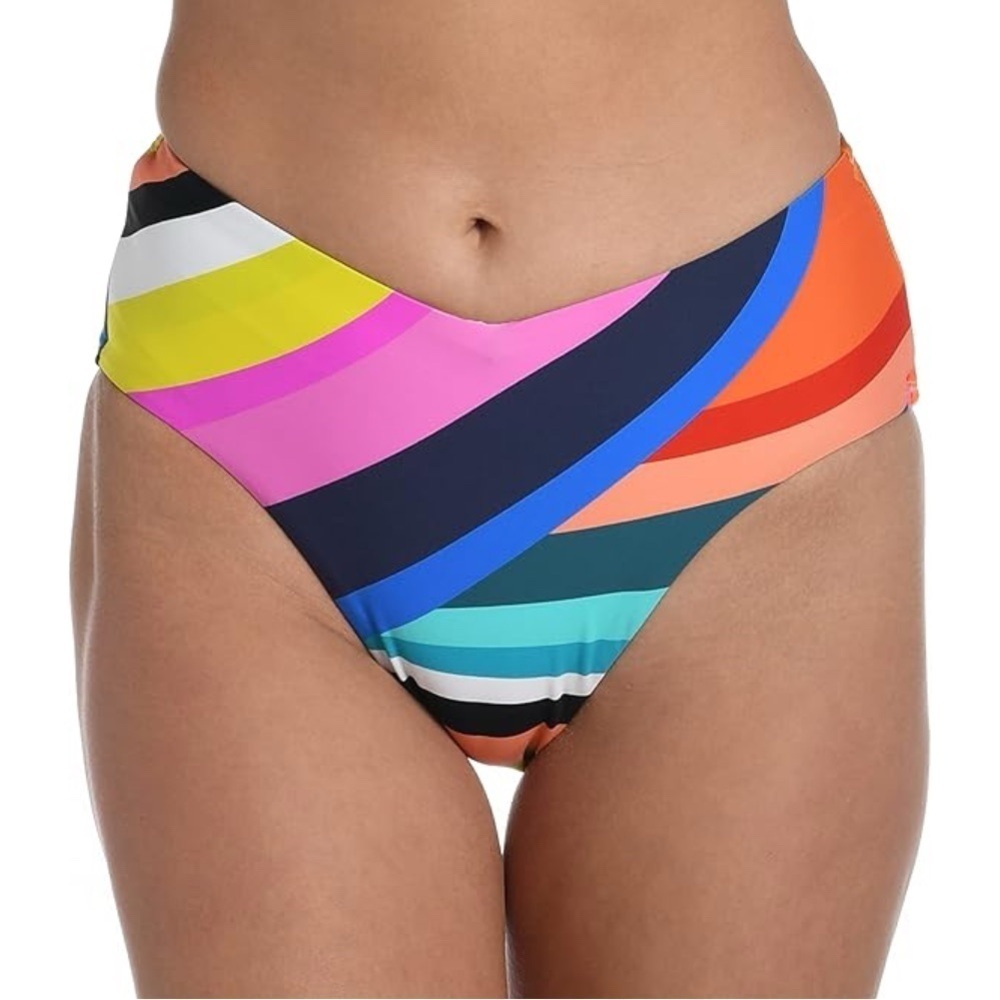 NWT La Blanca V-Front High Waist Bikini Swimsuit Bottoms in Sunscapes Size 14